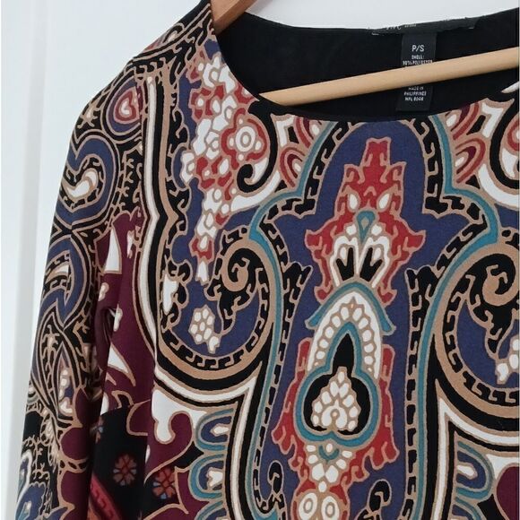 INC Scoopneck Paisley Sheath Dress 3/4 Sleeves Sz Small - Picture 8 of 10